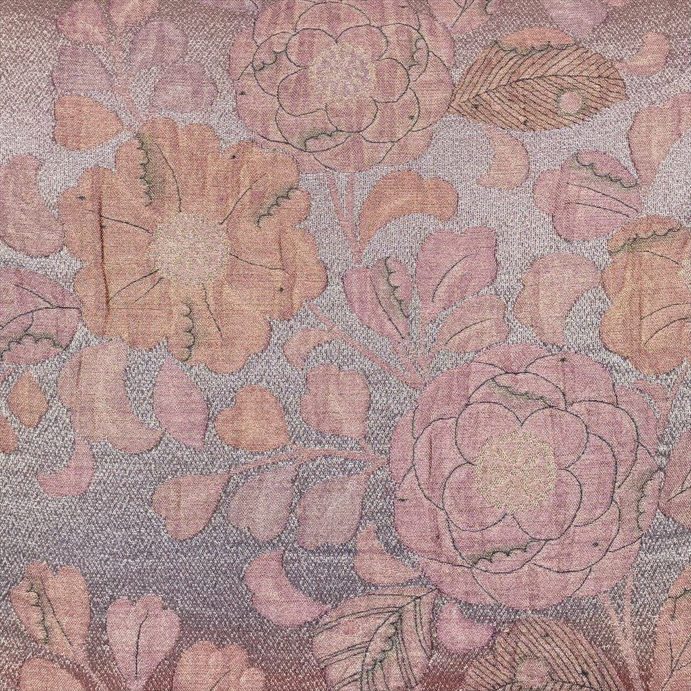 たんす屋 リユース帯 帯 袋帯 紫 カジュアル 六通 金糸 辻が花 裏地 しけ引き染め調