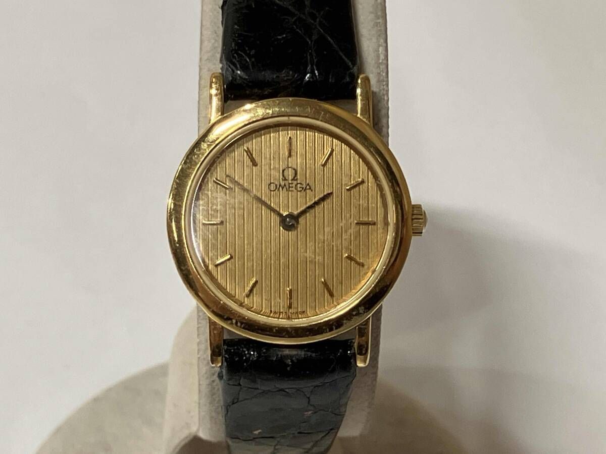 ジャンク】 OMEGA オメガ DeVille デビル クォーツ ゴールド文字盤