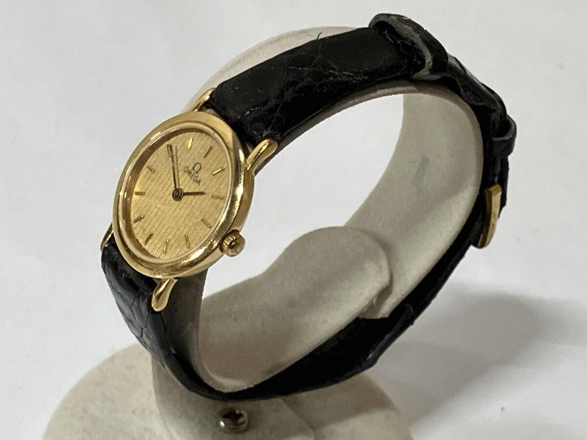 ジャンク】 OMEGA オメガ DeVille デビル クォーツ ゴールド文字盤