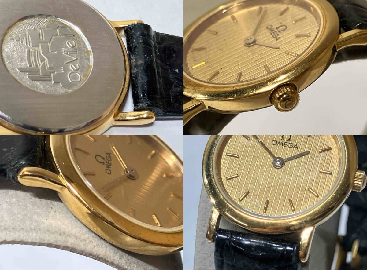 ジャンク】 OMEGA オメガ DeVille デビル クォーツ ゴールド文字盤