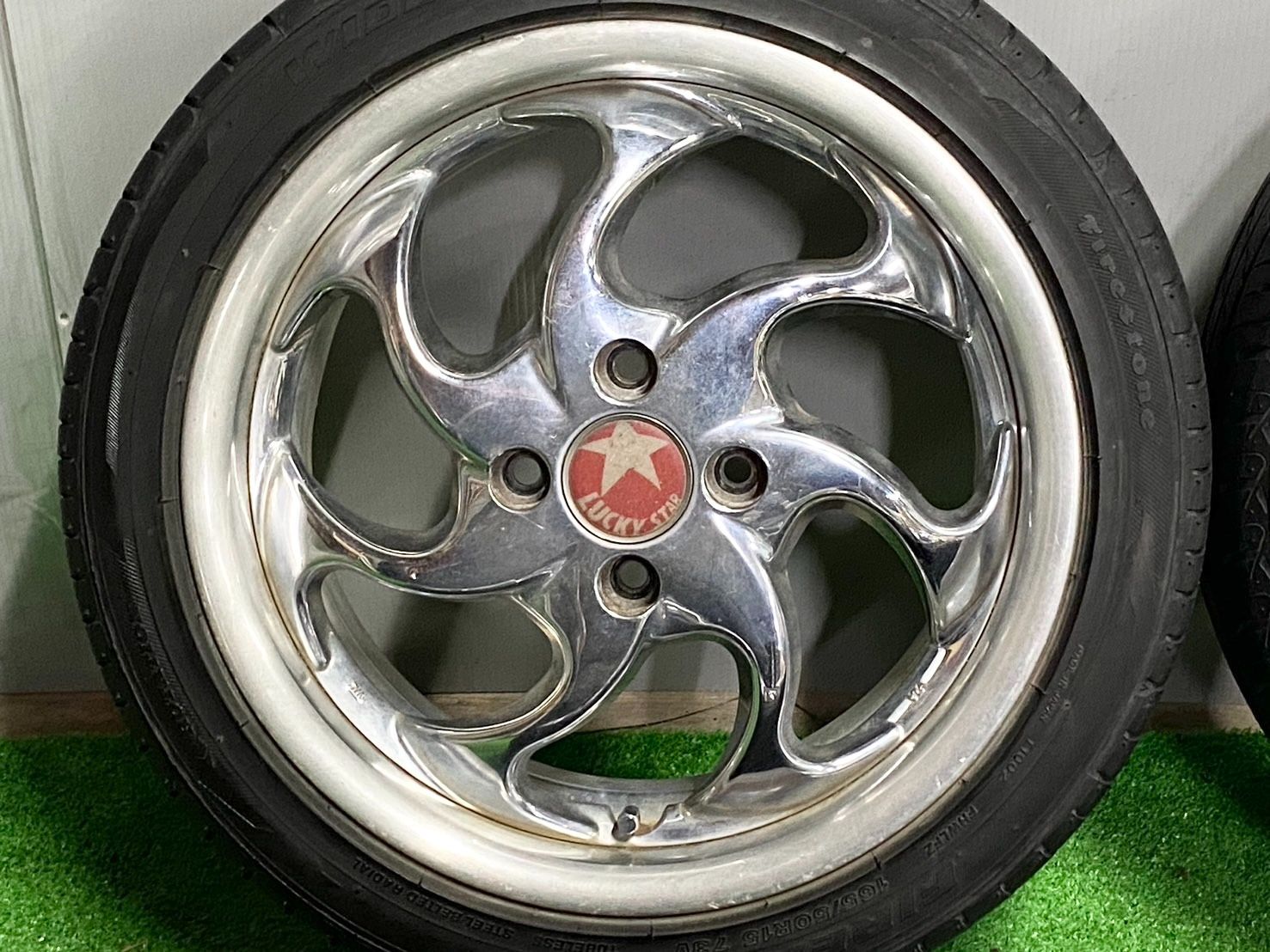  ︎ メッキ ラッキースター Tレックス 15 in 5 J 45 PCD 100 165 50 R ラジアル アルト ラパン ワゴンR ミラ ミラジーノ ムーヴ Camilo 15インチ タイヤ ホイールセット