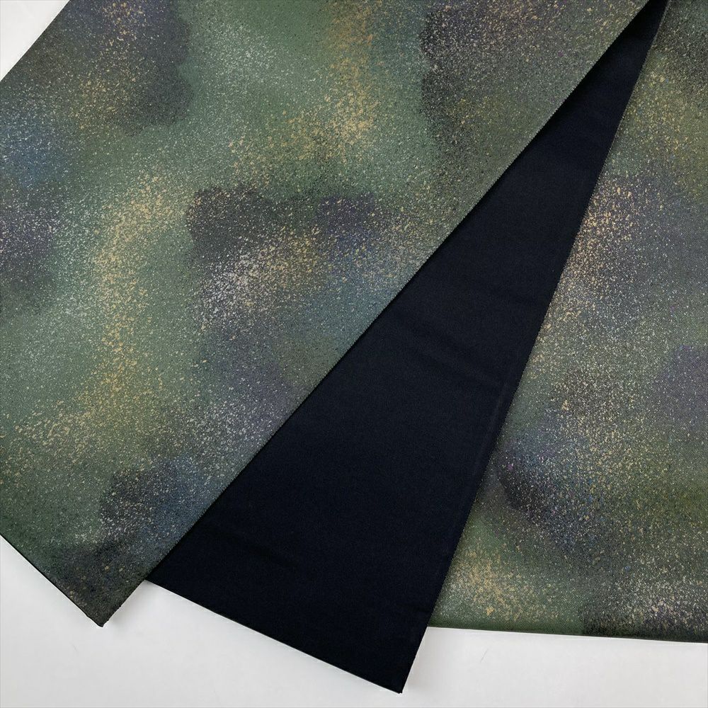  たんす屋 リユース帯 帯 袋帯 緑 セミフォーマル カジュアル 六通 切箔 雲取り 袋帯 帯