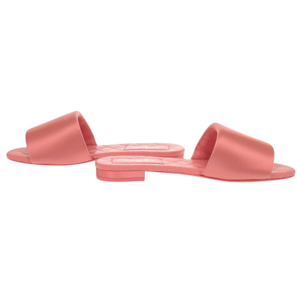 未使用 シャネル フラットサンダル G38858 ココマーク サテン ピンク