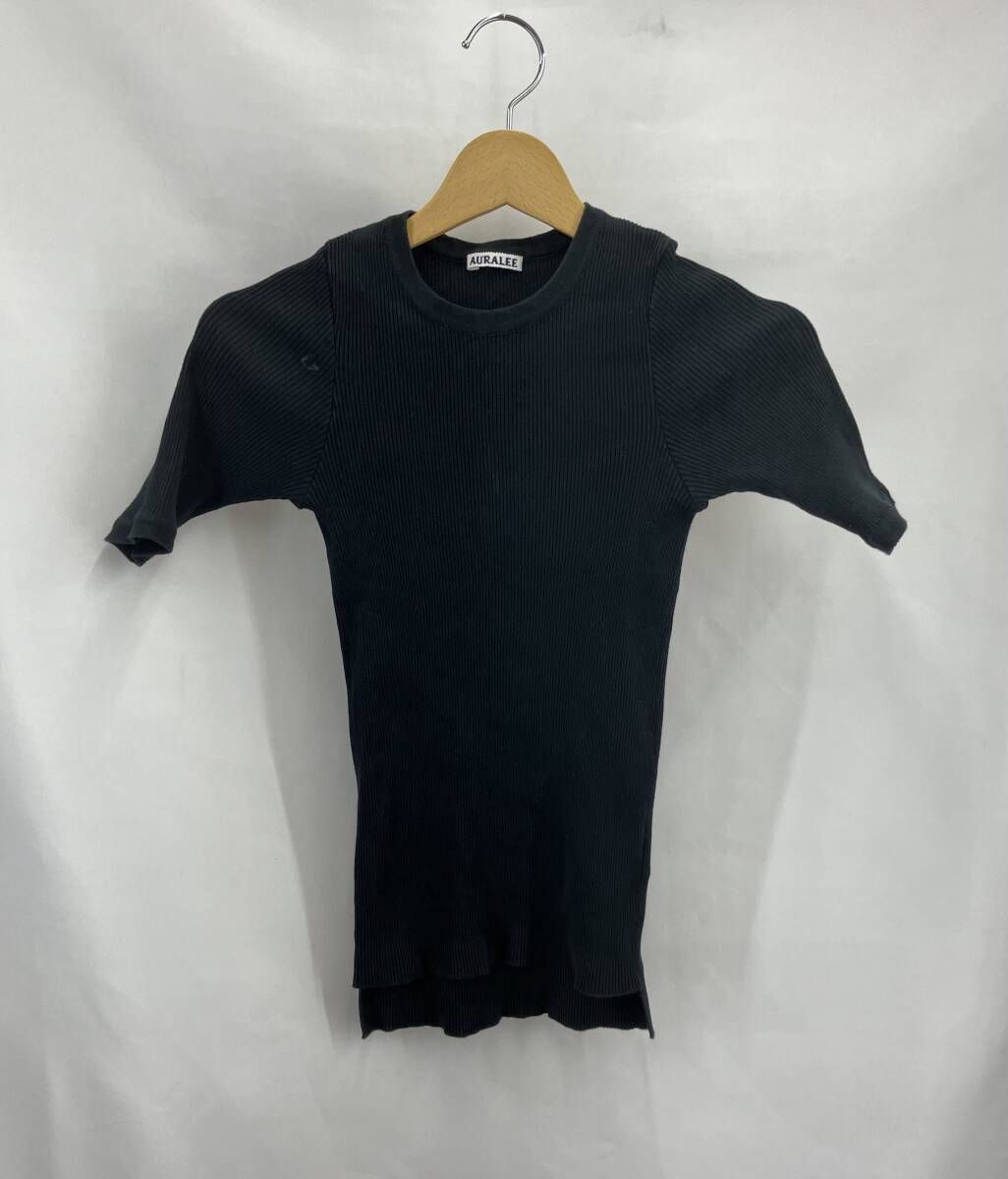 AURALEE オーラリー 半袖 リブニット サイズ0 ブラック 夏