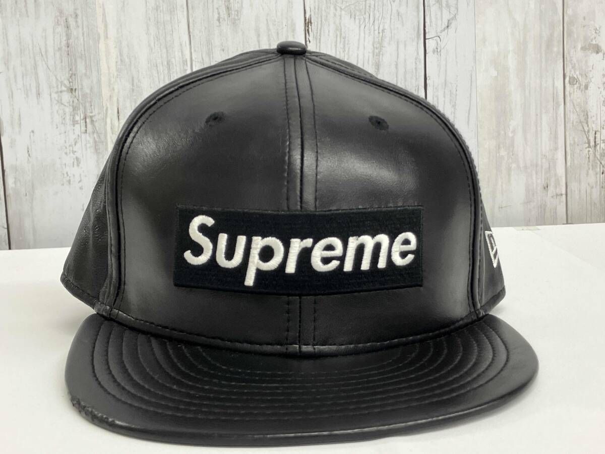 Supreme × Era Leather Earflap Box Logo キャップ シュプリーム ニューエラ ボックスロゴ レザー ブラック