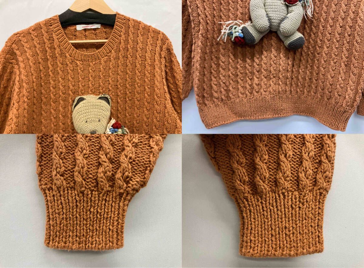 ワンダフル　ワールド　クマ　モチーフ　ニット　ベージュ WONDERFUL WORLD ワンダフルワールド カネコイサオ W51KA05 ニット 綿