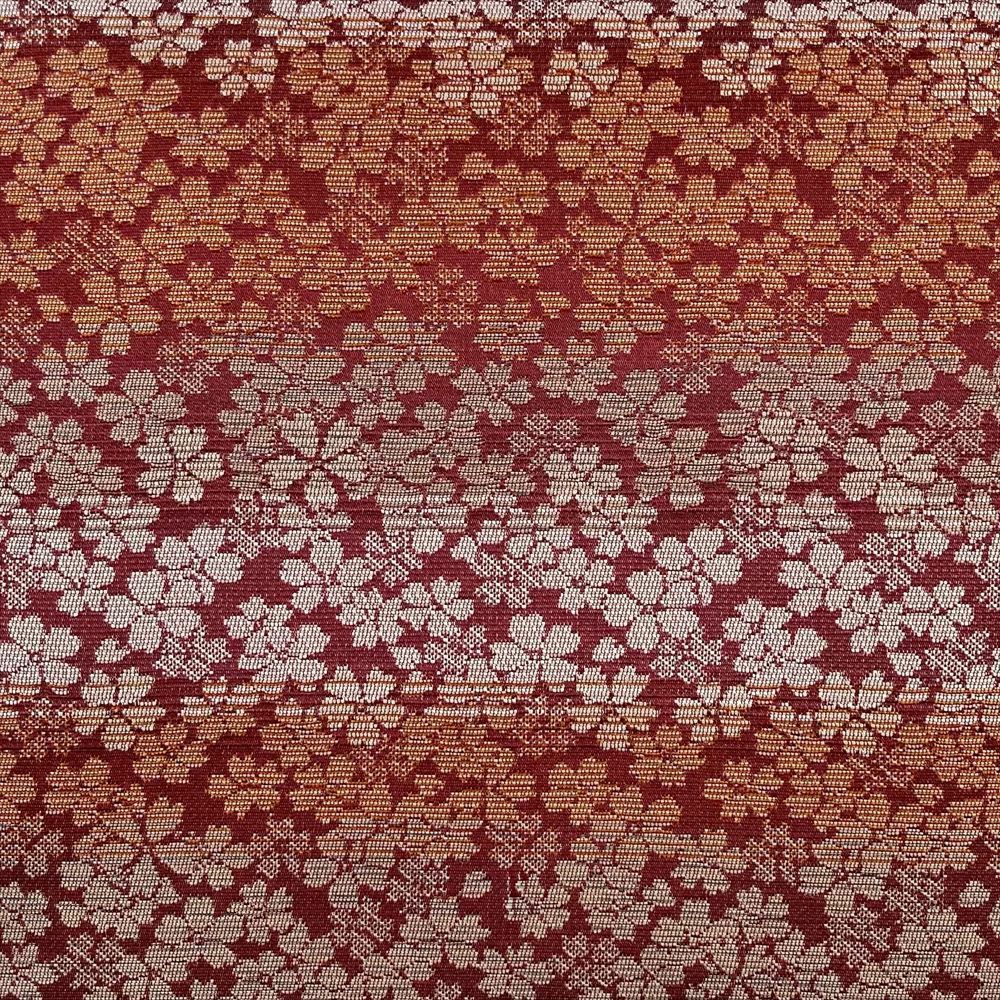 たんす屋 リユース帯 帯 袋帯 赤 カジュアル リバーシブル 全通 横段 桜 波