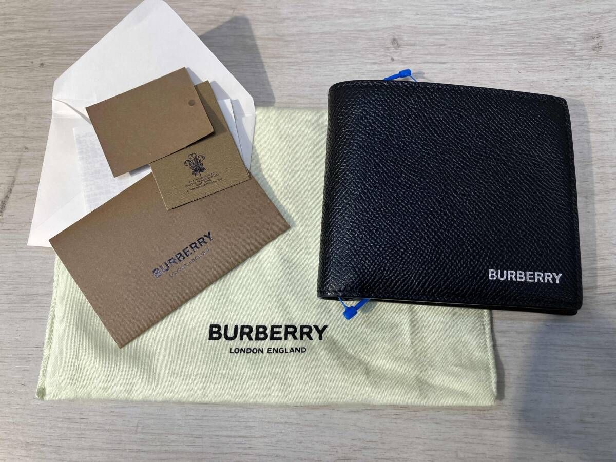 BURBERRY 二つ折り財布 レザー ブラック