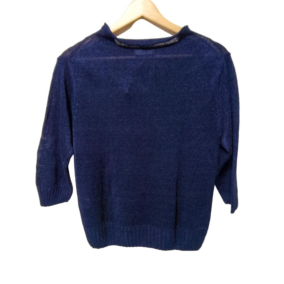 MargaretHowell マーガレットハウエル 七分袖カットソー サイズ2 M レディース - ネイビー ハイネック 麻