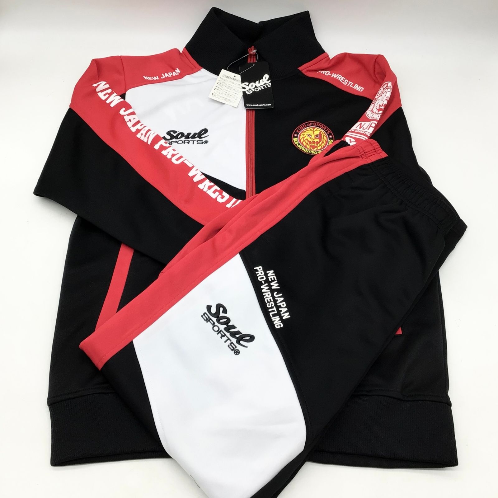 12156 SOUL SPORTS 新日本プロレス ジャージ 上下セットアップ Lサイズ ブラック レッド ポリエステル NJPW