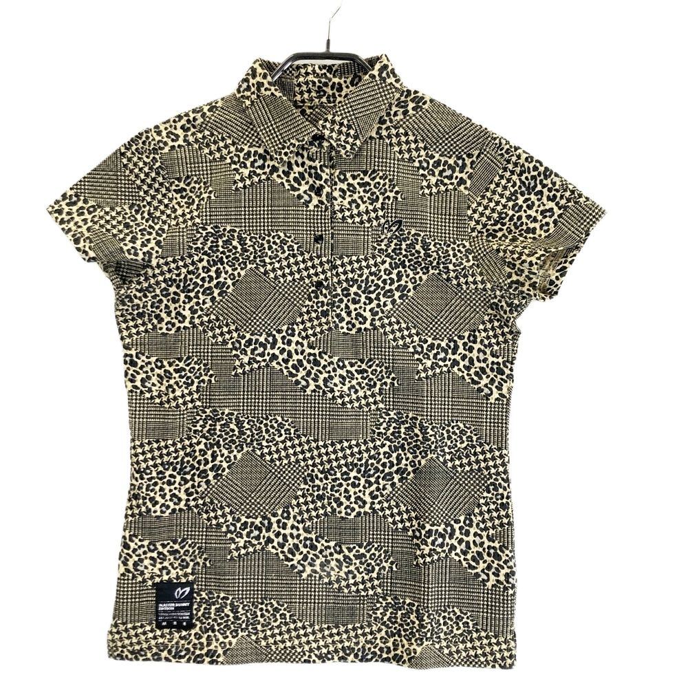 サイズ 0 MASTER BUNNY EDITION マスターバニーエディション 半袖ポロシャツ 総柄 ベージュ系 ゴルフウェア レディース ストスト