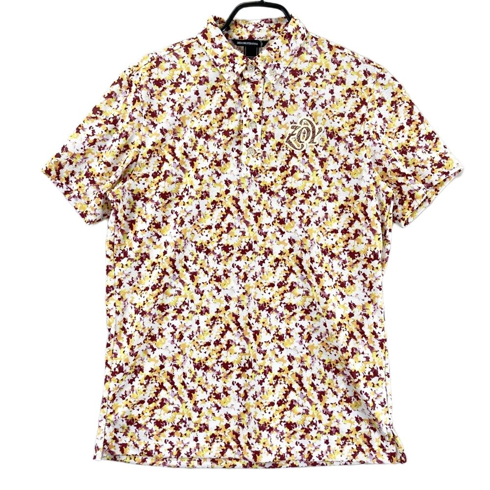 サイズ 1 ZOY ゾーイ 半袖ポロシャツ ボタンダウン 総柄 オレンジ系 ゴルフウェア メンズ ストスト
