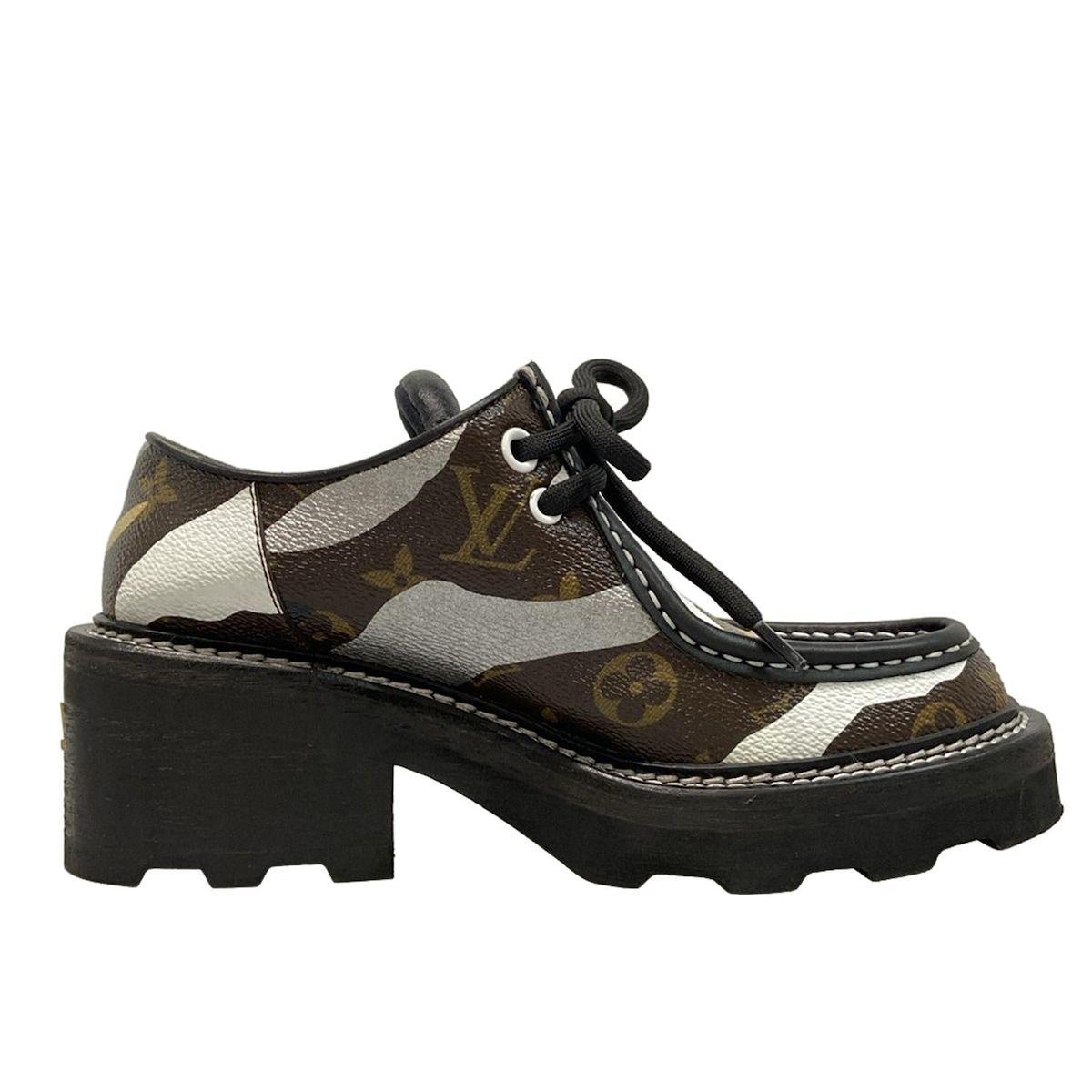 LOUISVUITTONボブールラインダービーローファー 黒 レザー モノグラム 楽天市場】ルイヴィトン LVボブール・ライン ダービー モノグラム #36