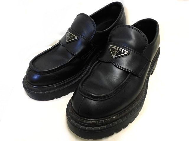 定価184,800円 プラダ □ サイズ8 約27cm メンズ レザー ローファー