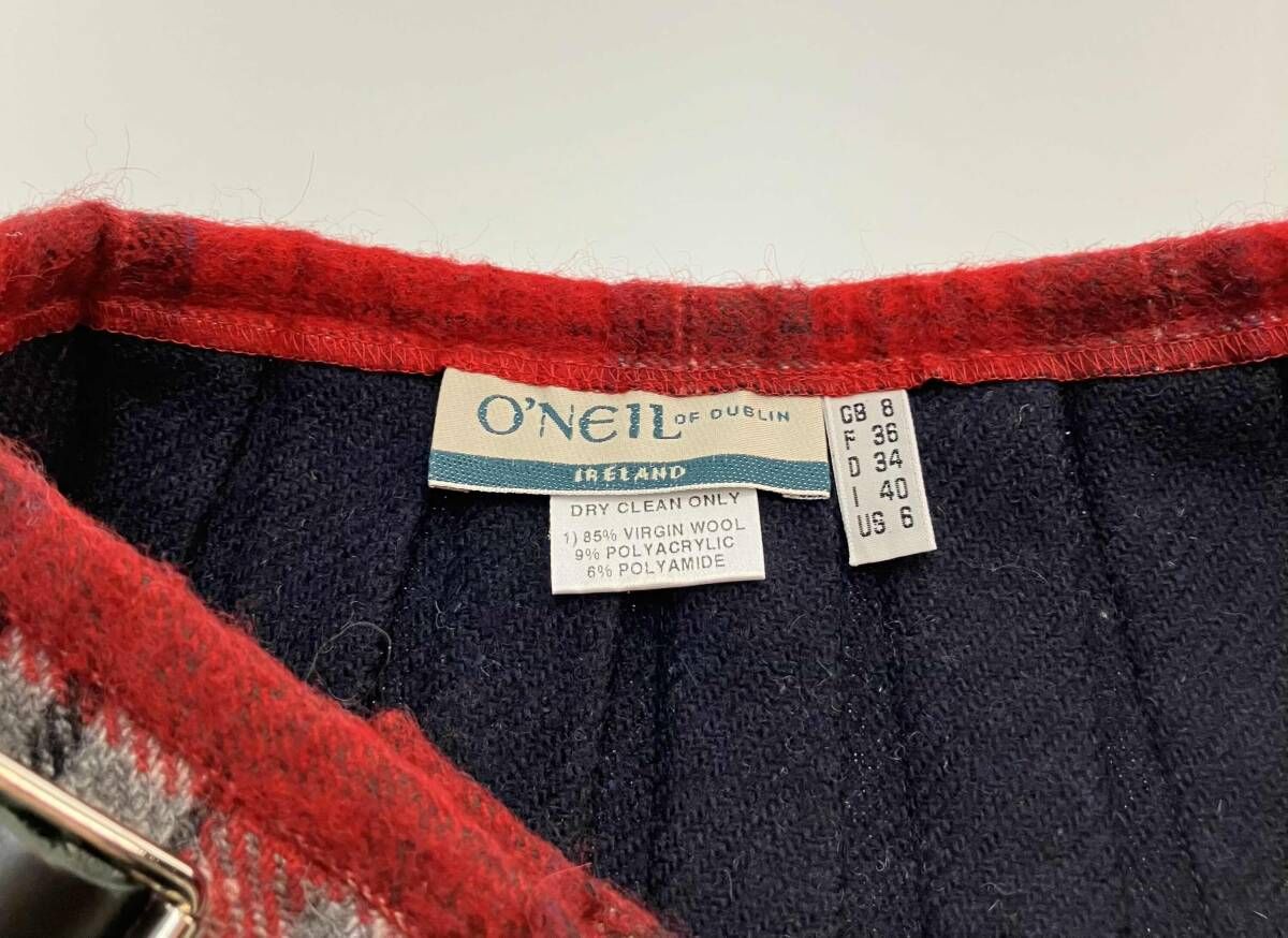 O NEIL OF DUBLIN オニール オブ ダブリン スカート サイズUS 6 チェック レッド×ネイビー 冬 プリーツスカート ひざ丈スカート