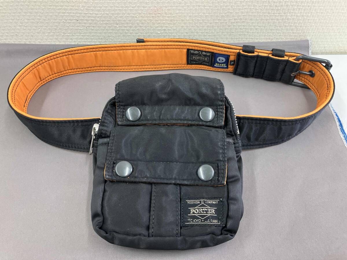 ボディバッグ ブラック PORTER BEMS ポーター ビームス TAMKER タンカー BEAMS別注ウエストポーチ オレンジ