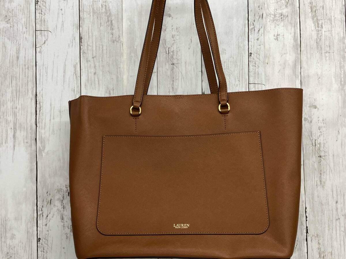 LAUREN RALPH トートバッグ ローレンラルフローレン レザー ブラウン