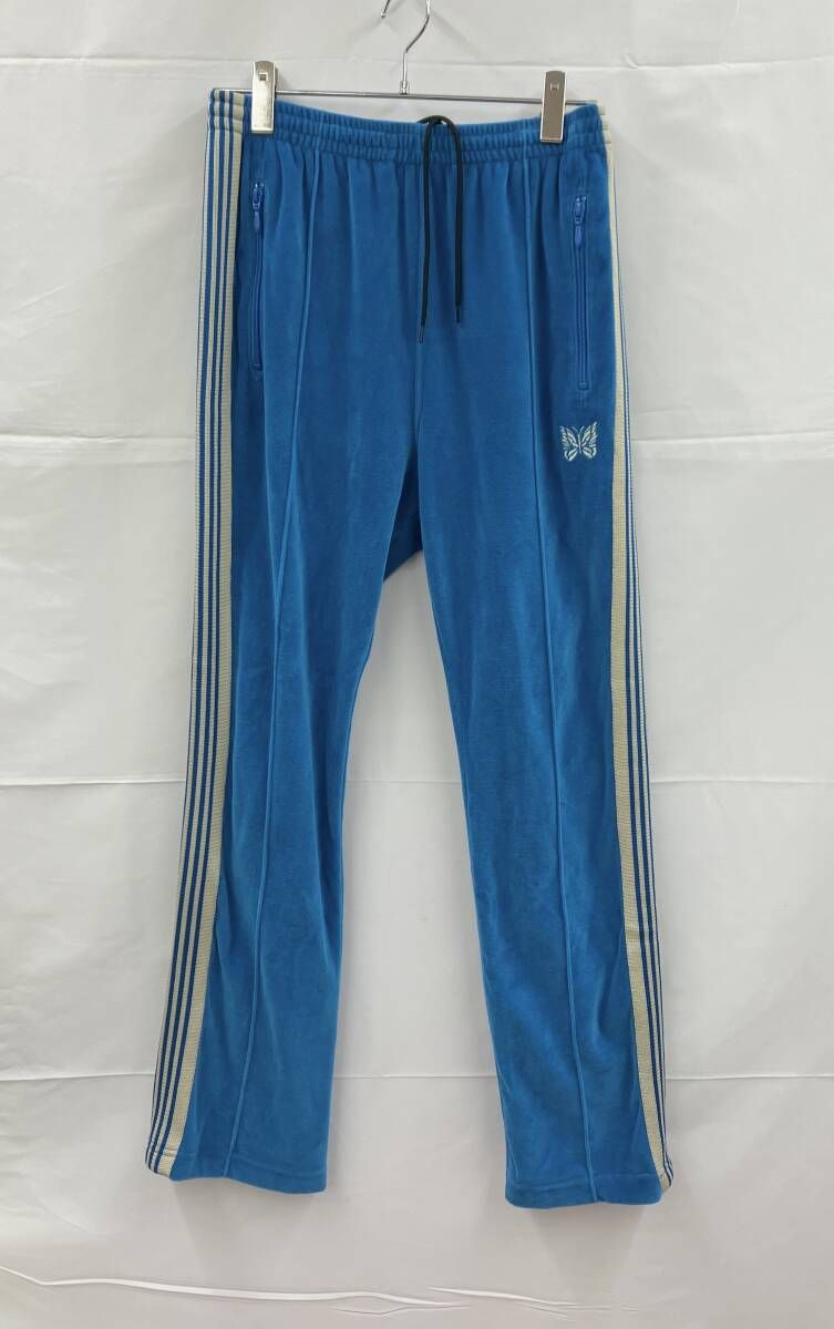 NEEDLES ニードルス トラックパンツ KP 227 narrow track pant ナロートラックパンツ ベロア調 ウエスト総ゴム S ブルー 通年