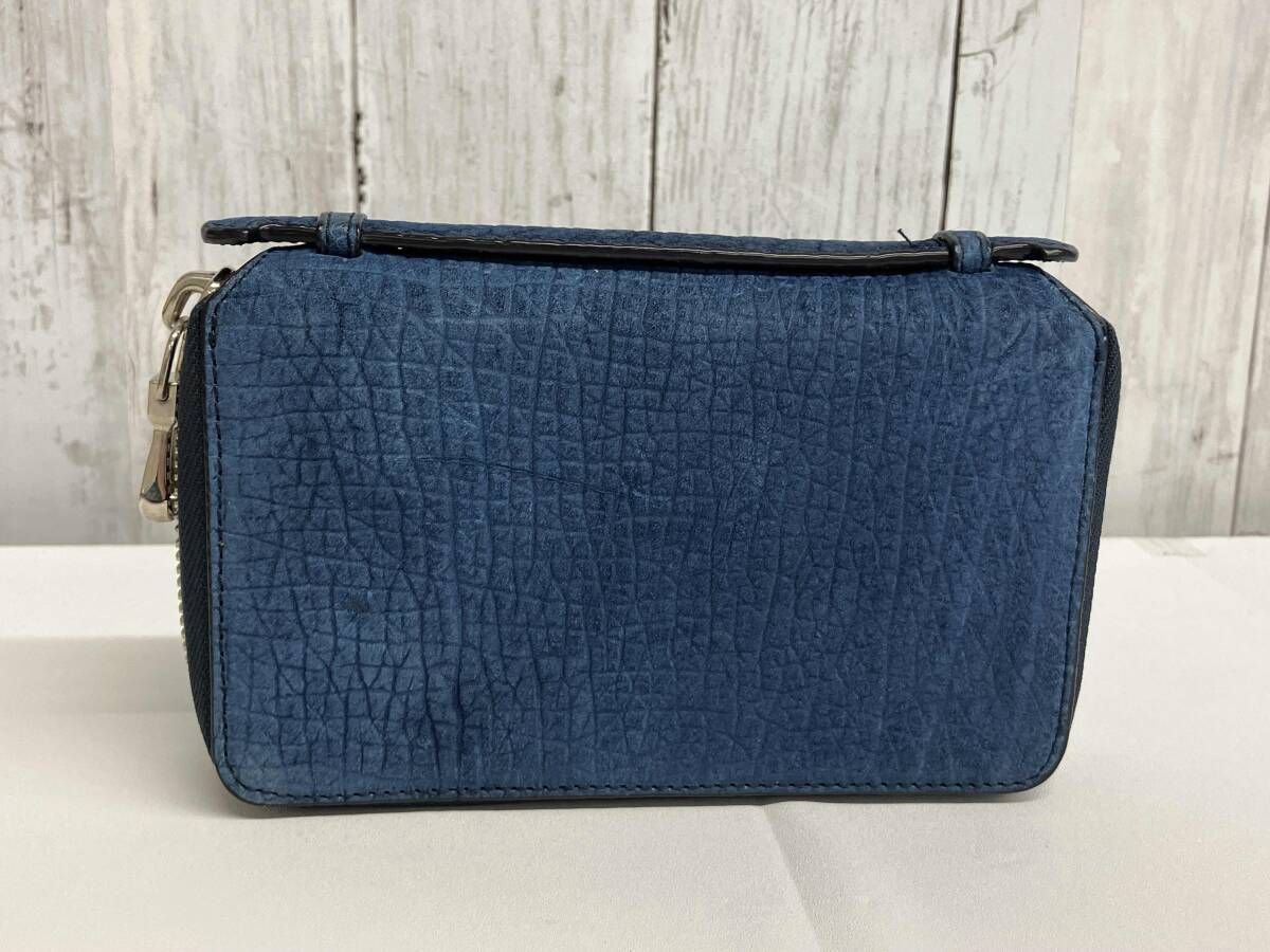 KUBERA 9981 ミドルウォレット クベラ ヒポポタマス 二つ折り財布 カバ革 ラウンドファスナー エキゾチックレザー ブルー