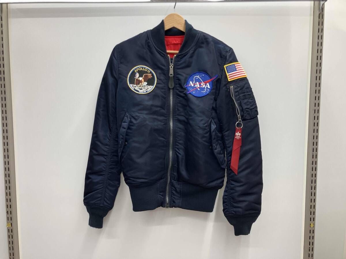 NASA アポロII MA-1 フライトジャケット ALPHA INDUSTRIES アルファNASA APOLLOⅡ アポロ2 MA-1 ネイビー