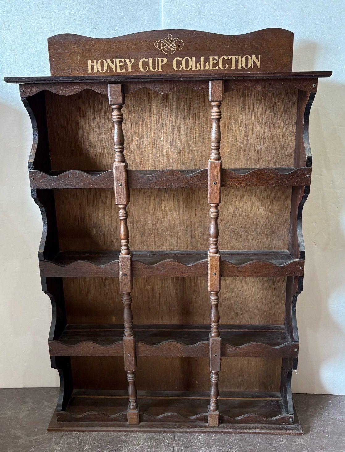 カップボード コーヒーカップ飾り棚 壁掛け 木製ラック アンティーク