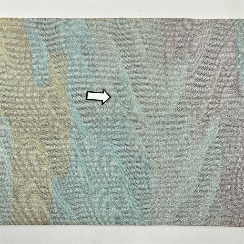  たんす屋 リユース帯 帯 袋帯 水色 カジュアル 全通 金糸 銀糸 霞取り 波 袋帯 帯