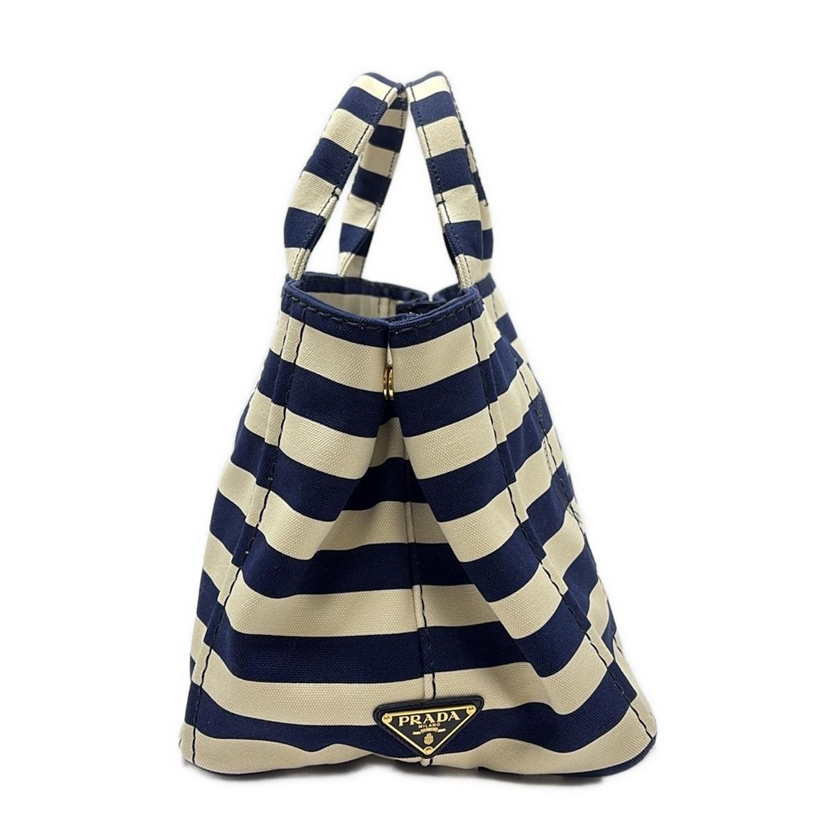 PRADA プラダ トートバッグ CANAPA B 2642 アイボリー×ネイビー ボーダー