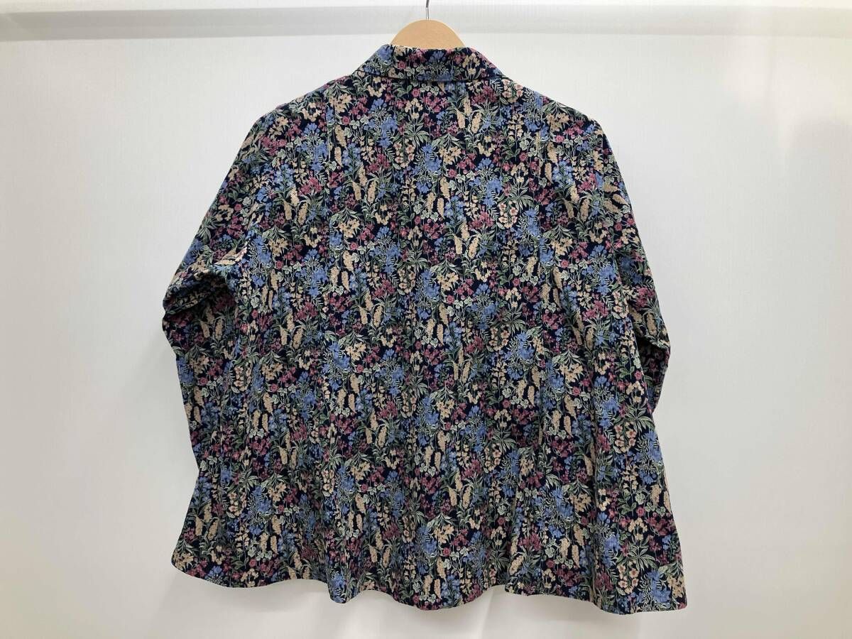 美品コットンハウスアヤ　コーデュロイ花柄ブラウン系長袖ワンピース秋冬 美品コットンハウスアヤ コーデュロイ花柄ブラウン系長袖ワンピース