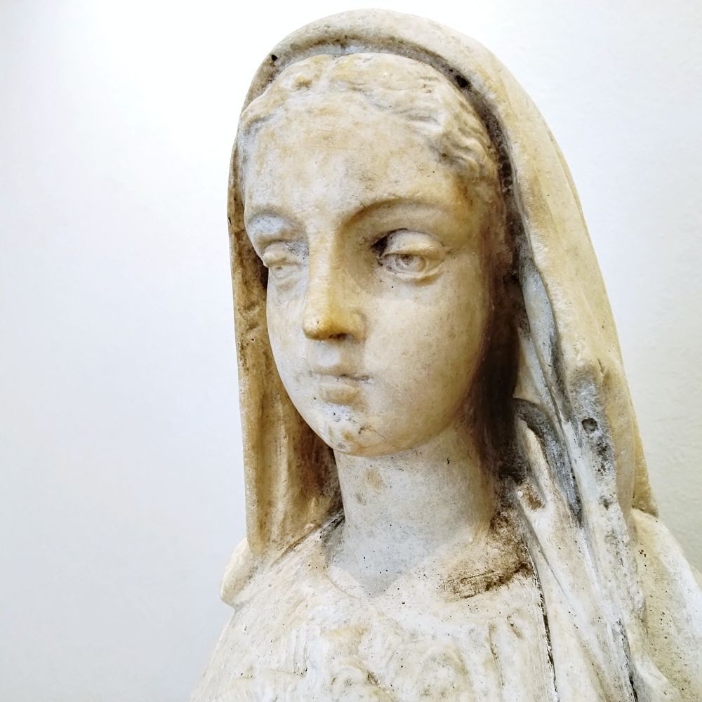 1900年代前半頃 イタリア 聖母マリア 聖母像 石膏 汚れなき御心 彫刻