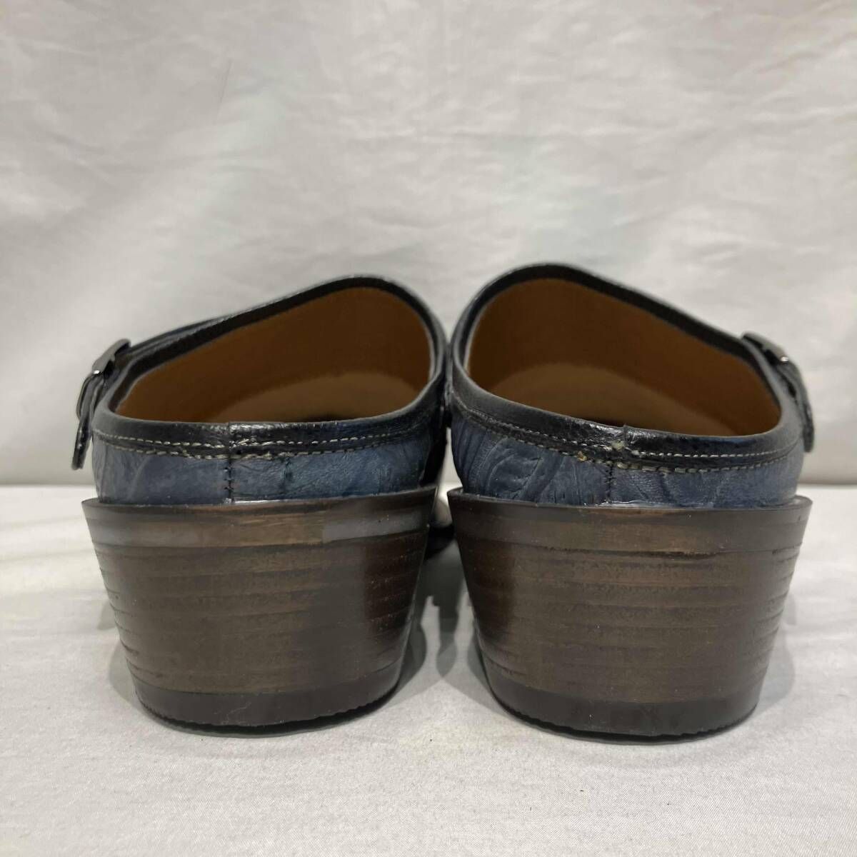 TRAKAR’S ドレスシューズ ミュール 型押し size 28.0 ブラック×ブルー トラッカーズ