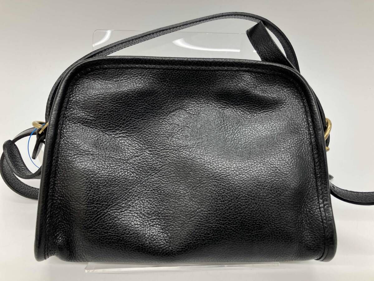 IL BISONTE イルビゾンテ ショルダーバッグ クロスボディバッグ ブラック レザー エンボス加工 保存袋あり