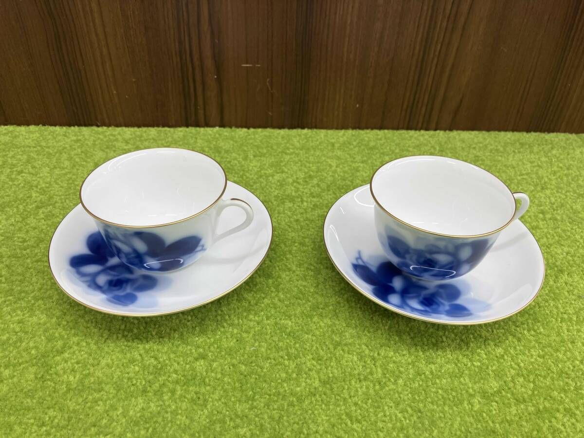 大倉陶園 ブルーローズ ティカップ ソーサー ペア 78 CR 8211 金彩 洋食器 キッチン 雑貨