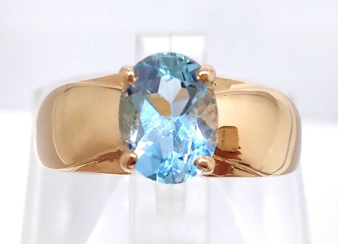 仕上げ済 ソーティング付 K 18 天然ブルートパーズ リング 約11.5号 4.2 g