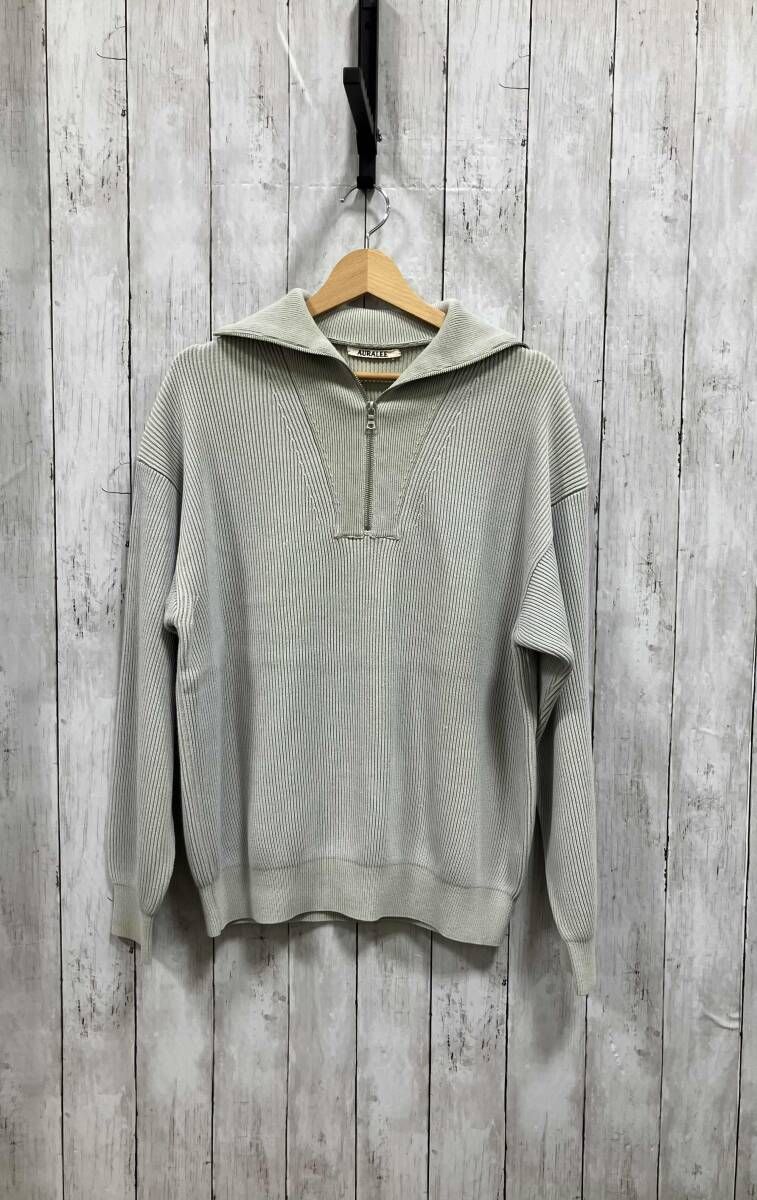 AURALEE/ニット/SUPER HARD ディスカウント TWIST RIB KNIT HALF ZIP P