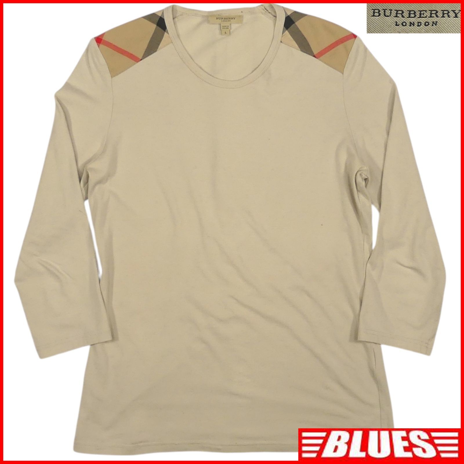 LONDON バーバリー Tシャツ ロンT カットソー L ベージュ ノバチェック 7分丈 シャツ_カットソーサイズL一覧 SEULB屋着古 TY 4164
