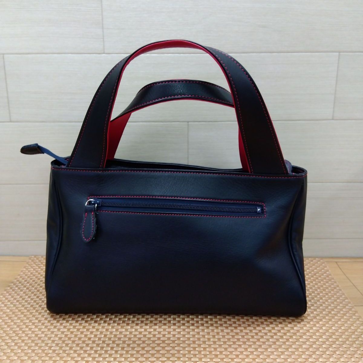  キタムラ ハンドバッグ ポーチ付き ブラック×レッド 3517 ハンドバッグ バッグ