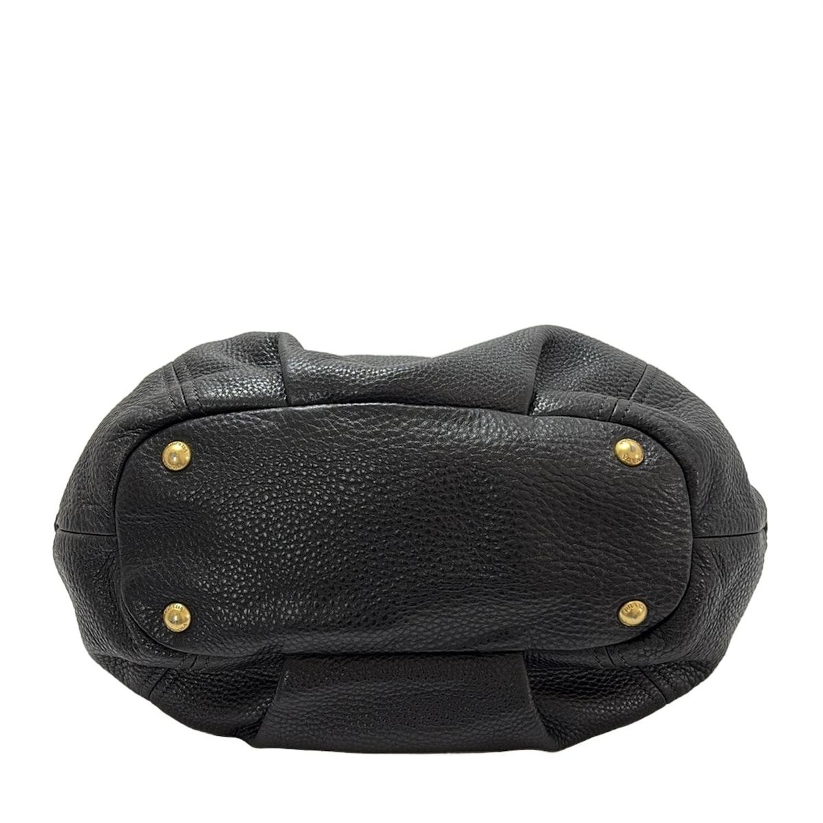  PRADA プラダ トートバッグ - 黒 革タグ レザー トートバッグ バッグ