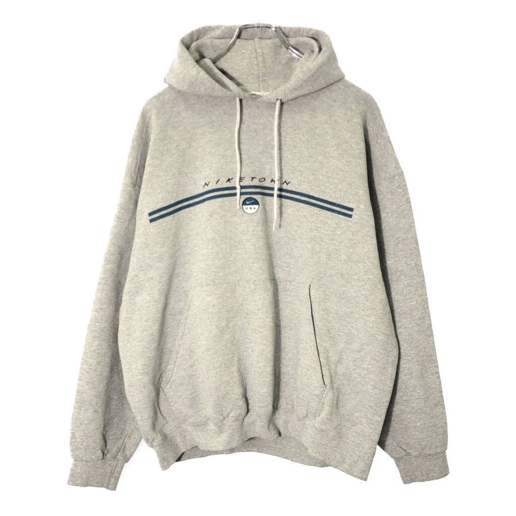 90年代 NIKE ナイキ TOWN スウェットパーカー スポーツ グレー メンズ L 古着 X 0016