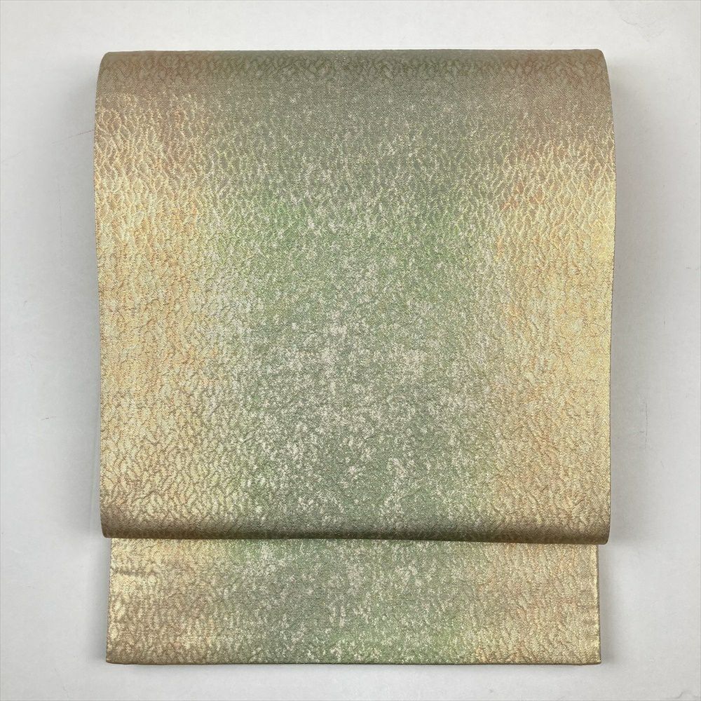 たんす屋 リユース帯 帯 袋帯 緑 セミフォーマル カジュアル 六通 ぼかし調 金糸 干割れ