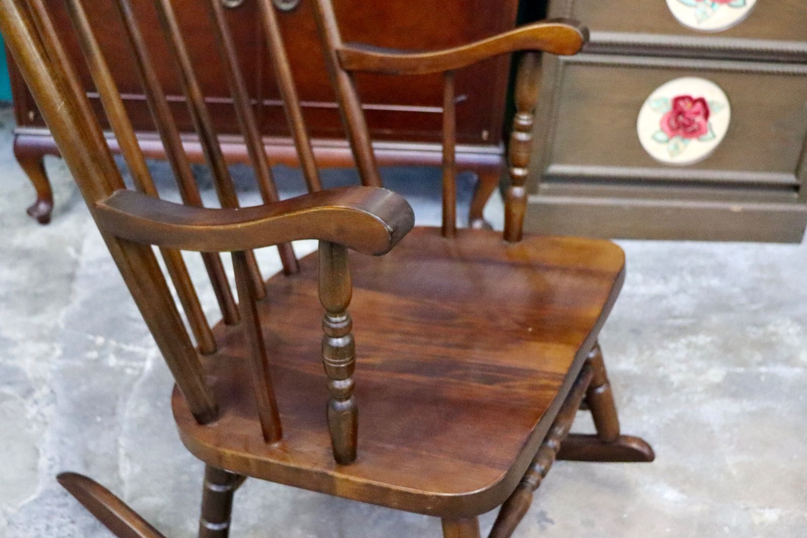 GMIS384○飛騨家具 ロッキングチェア アームチェア 揺り椅子 レトロ