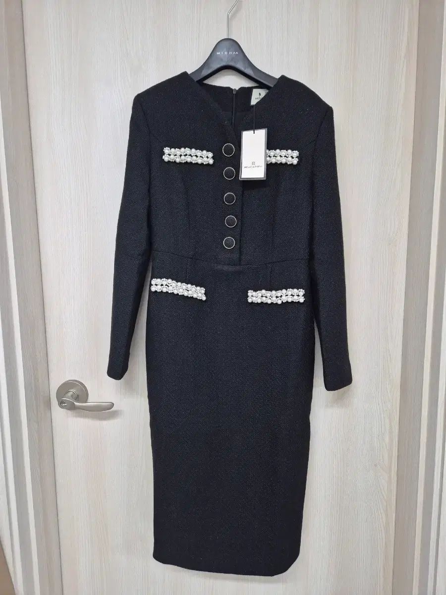 MOJO.S.PHINE モジョエスピン ビーズ 装飾 ツイードワンピース