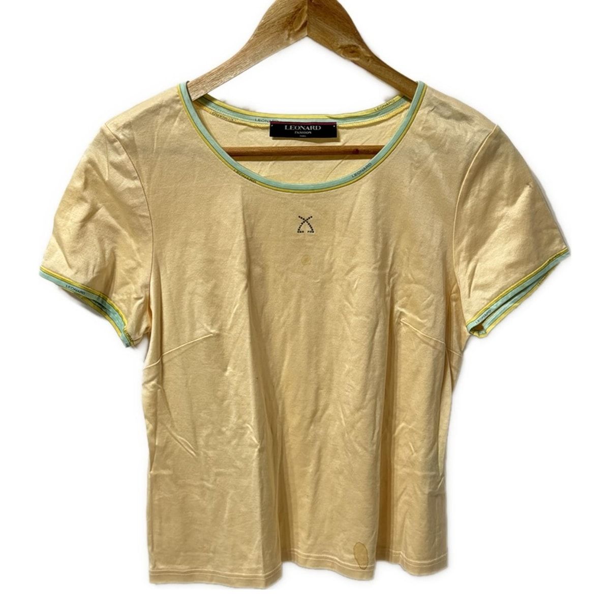 LEONARD レオナール 半袖カットソー サイズLL レディース - ベージュ×イエロー×マルチ 花柄