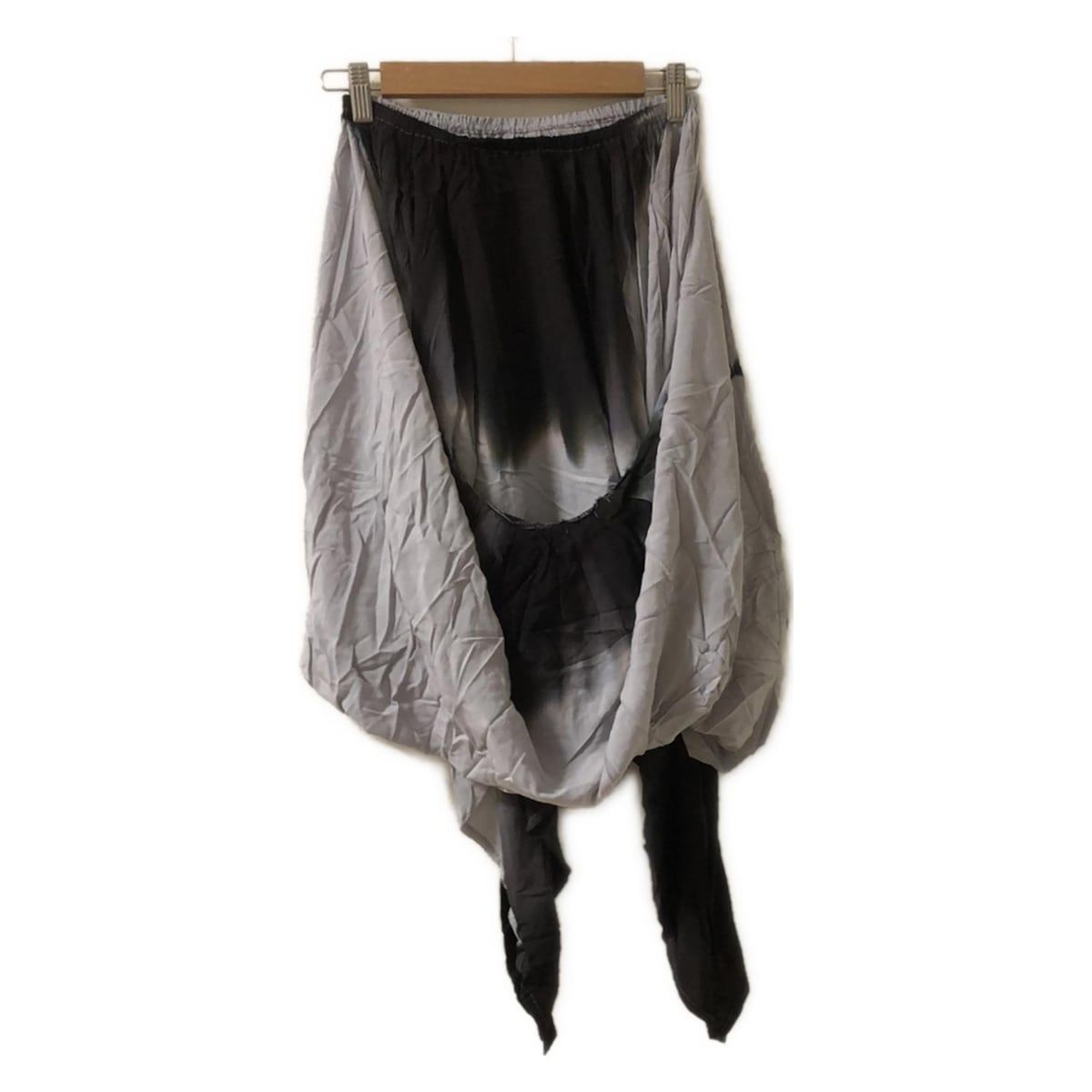 LIMI feu リミフゥ スカート サイズ2 M レディース - ライトグレー×黒×ダークグレー ひざ丈 ウエストゴム 変形デザイン