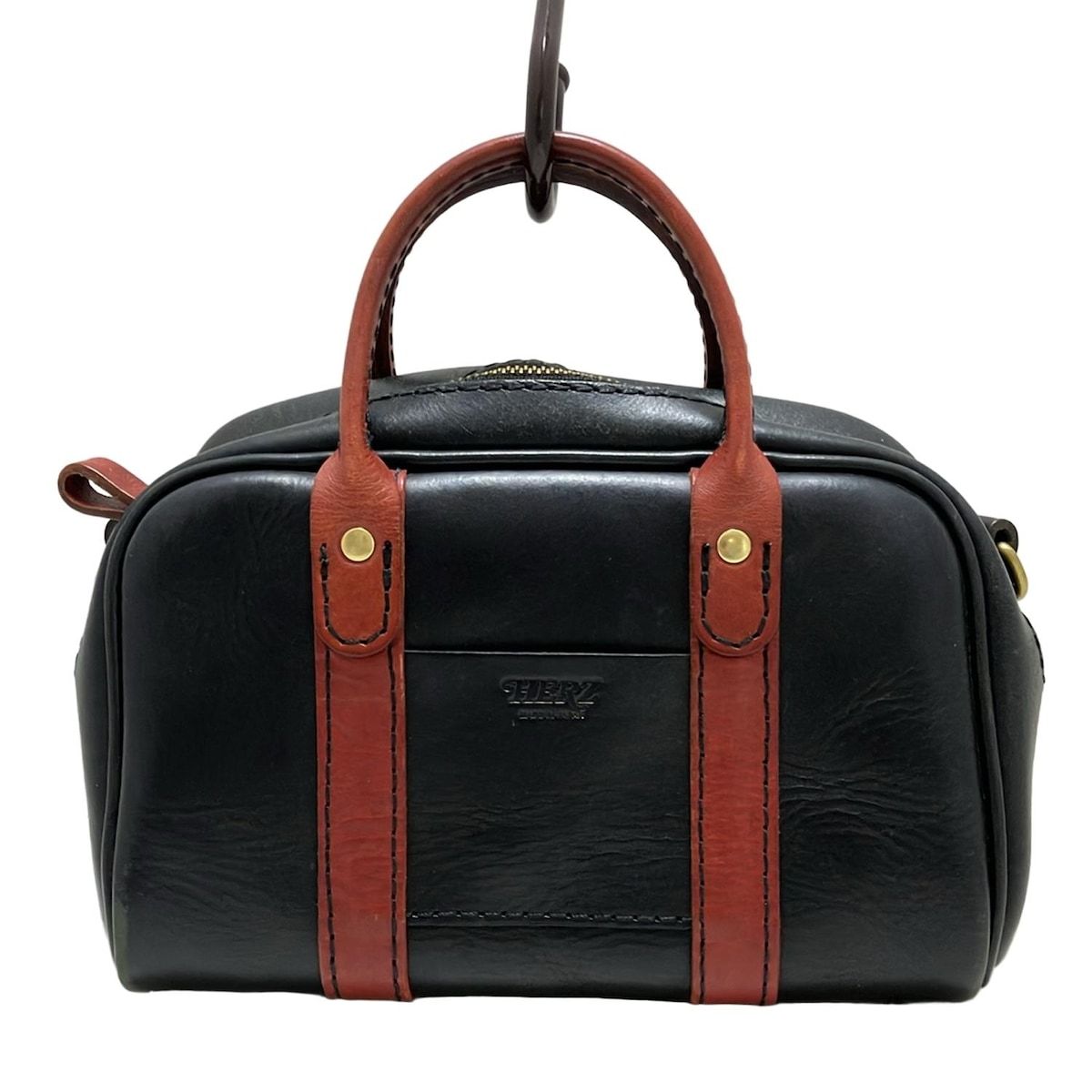HERZ(ヘルツ) ハンドバッグ - 黒×レッドブラウン ミニバッグ レザー