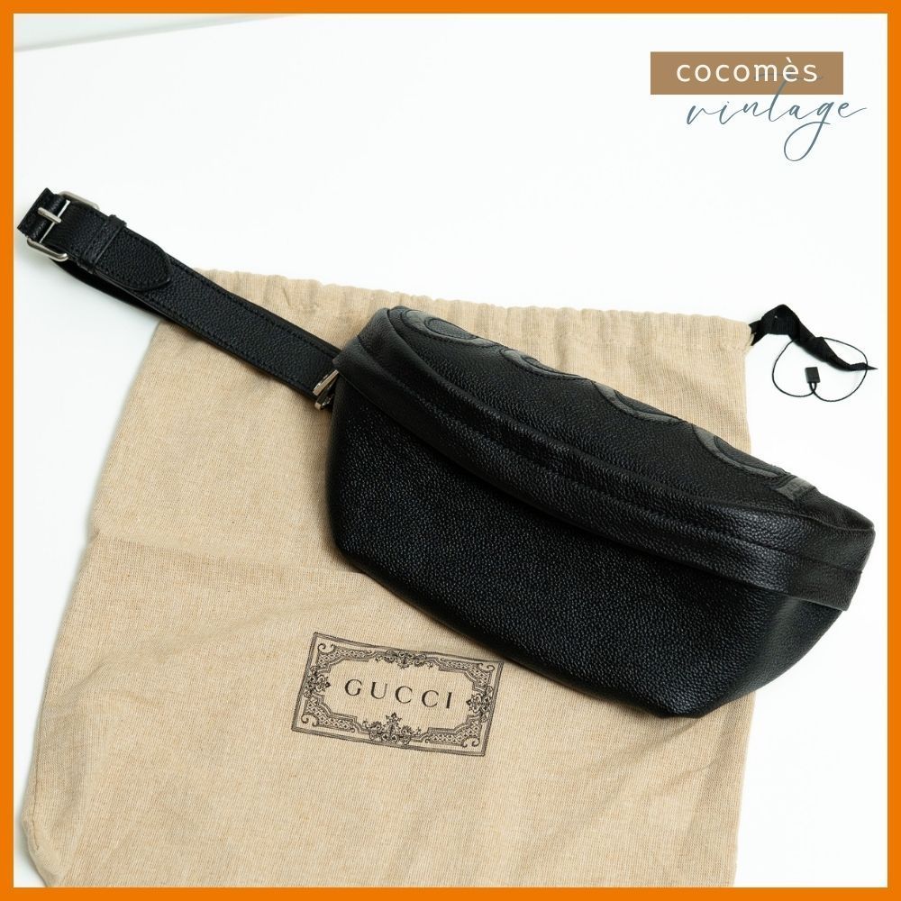 新品未使用】GUCCI グッチ ウエストバッグ ブラック レザー クロス