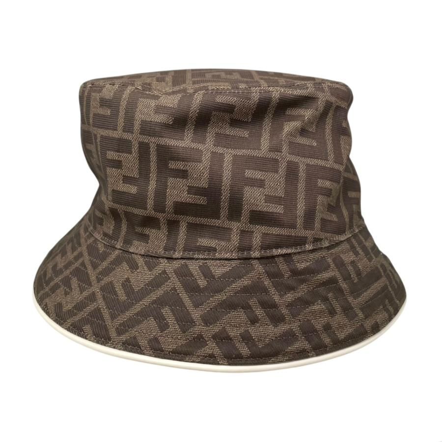  E 4857 フェンディ 帽子 バケットハット FXQ 697 AK 6 R F 0 MR 9 Mサイズ FFロゴ ブラウン FENDI バケットハット ハット