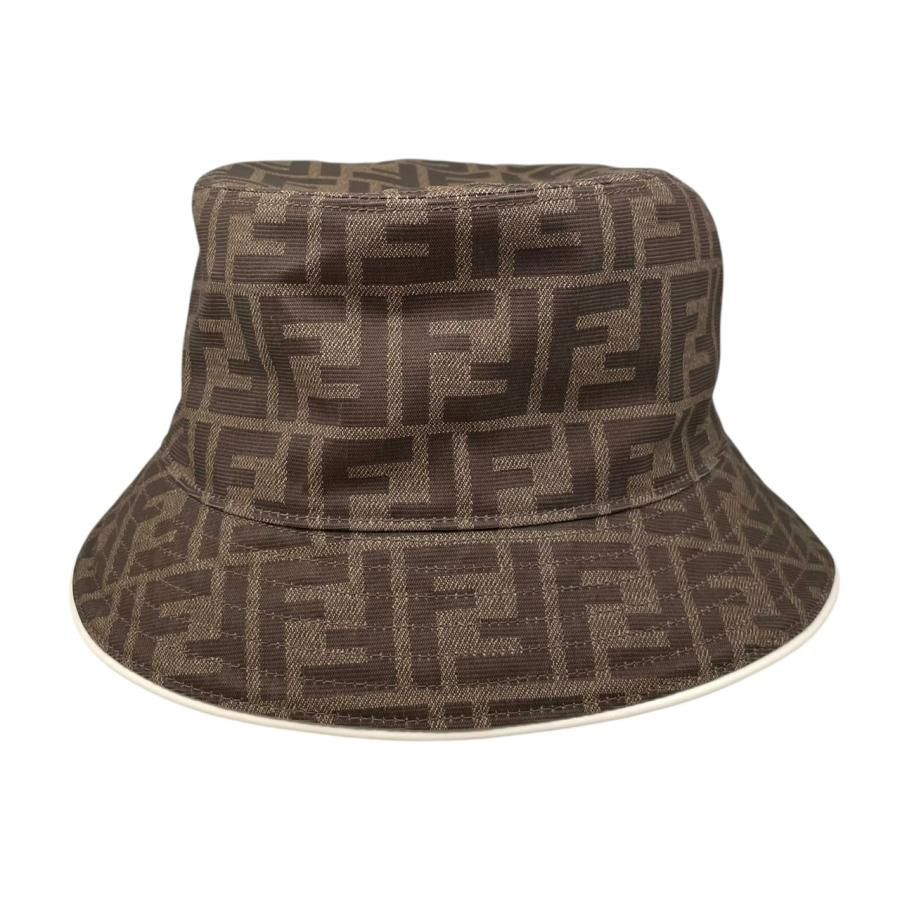 E 4857 フェンディ 帽子 バケットハット FXQ 697 AK 6 R F 0 MR 9 Mサイズ FFロゴ ブラウン FENDI