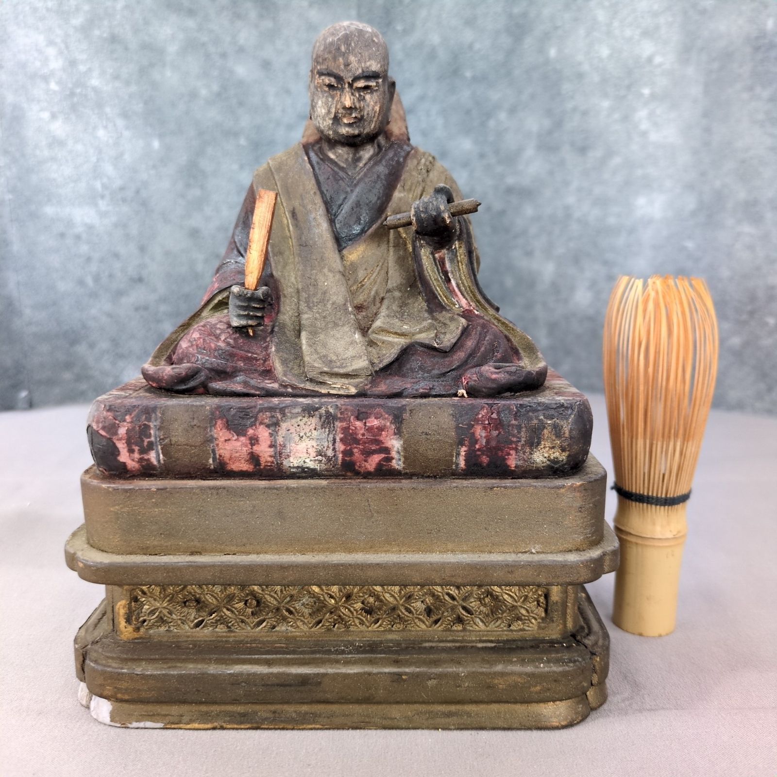 ♥陶製　とても古い　仏像　１　座像　仏様　仏壇　仏具　骨董 ♥陶製 とても古い 仏像 1 座像 仏様 仏壇 仏具 骨董