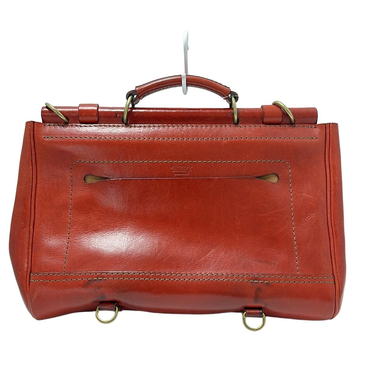 HERZ(ヘルツ) ハンドバッグ 棒屋根かぶせバッグ レッドブラウン 3way