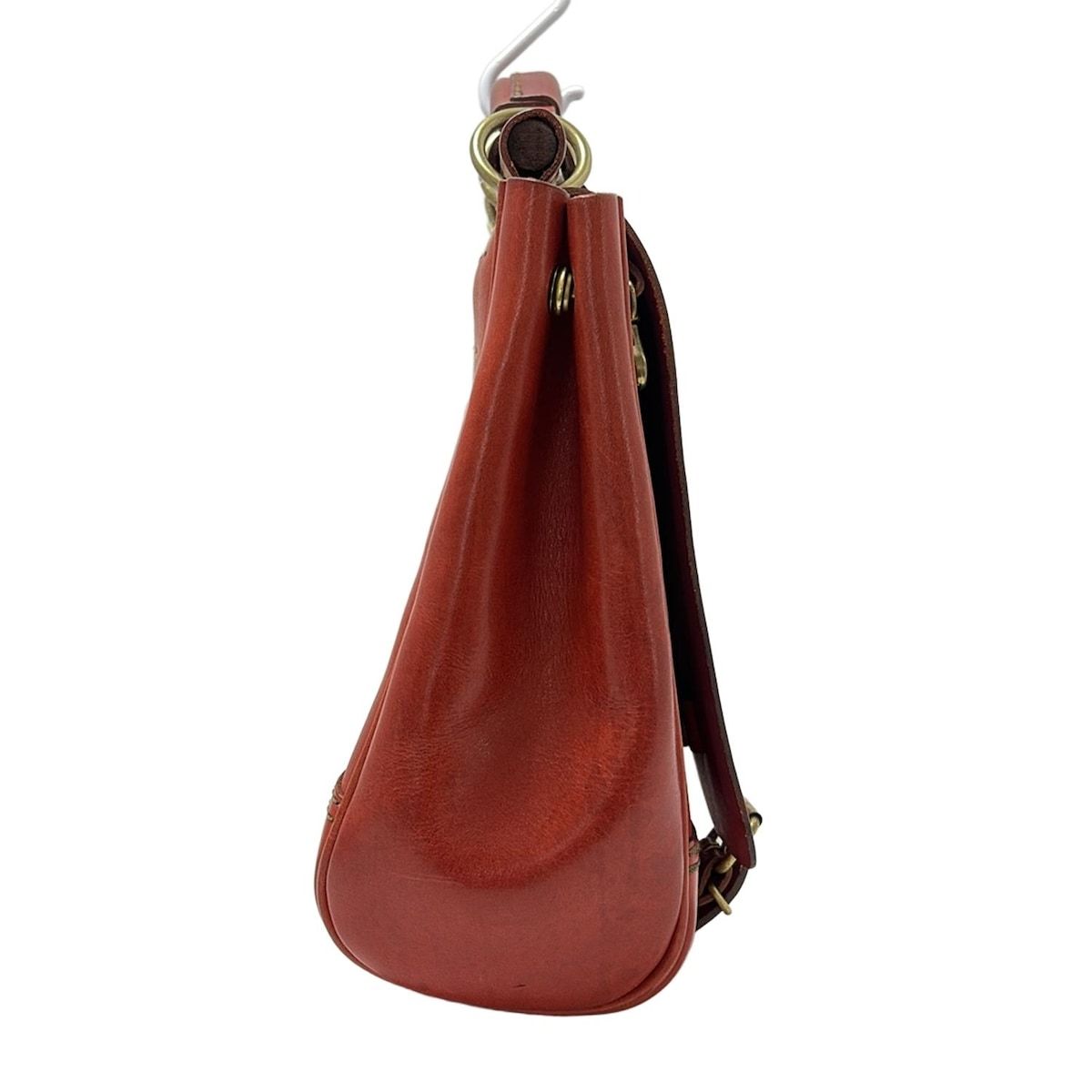 HERZ ヘルツ ハンドバッグ 棒屋根かぶせバッグ レッドブラウン 3 way レザー